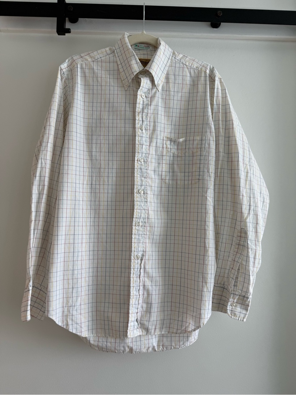 Paul Stuart White Multicolor Windowpane Dress Shirt